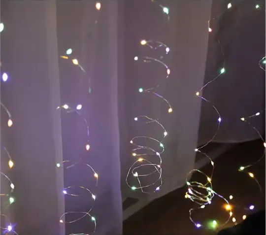 Гирлянда штора Роса + пульт, 1,8x1,2м, 144 LED, от USB и сети 220В, 12 нитей, 8 режимов Мультиколор Інтернет-аукціон