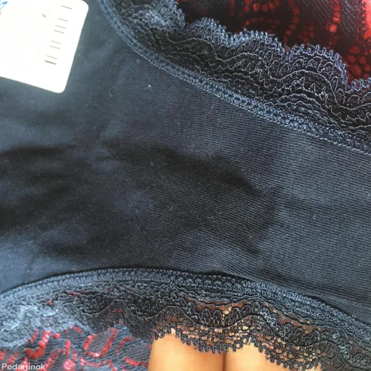 Трусики бразиліани (комплект 3 шт) з бавовни і мережива Miss blue moon синій/рожевий/бордо розмір S Продаж