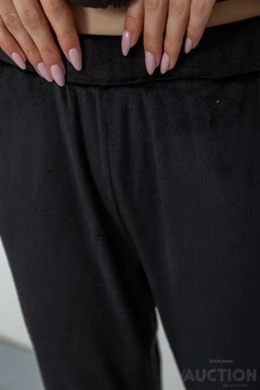 Спорт костюм женский велюровый, цвет черный, 244R9110 Недорого