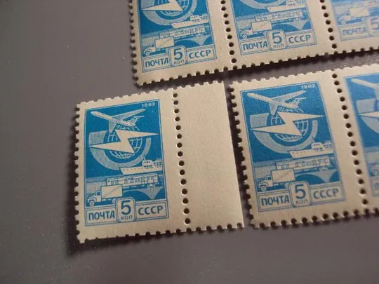 Марки сцепки ссср 1982 стандарт голубая 5 коп транспорт корабль самолет лот негаш №10474 З аукціону