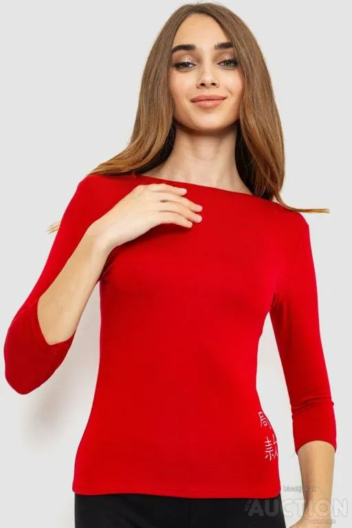 Футболка женская с удлиненным рукавом, цвет красный, 186R304 Ціна