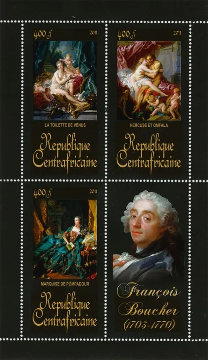 фото, ЦАР-Живопись-Франсуа Буше-2011.Чистый красивый М/Лист.MNH.
