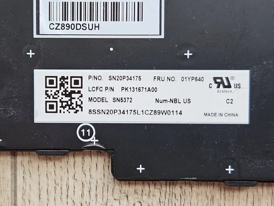 Клавіатура Lenovo ThinkPad E580 E590 T590 L580 L590 P72 P53 P73 P52 SN20P34175 01YP640 PK131671A00 SN5372 З аукціону