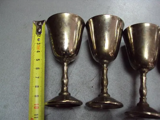 Рюмки латунь посеребрение рюмка высота 9,7 см, диаметр 4,8 см лот 5 шт №11496 Інтернет-аукціон