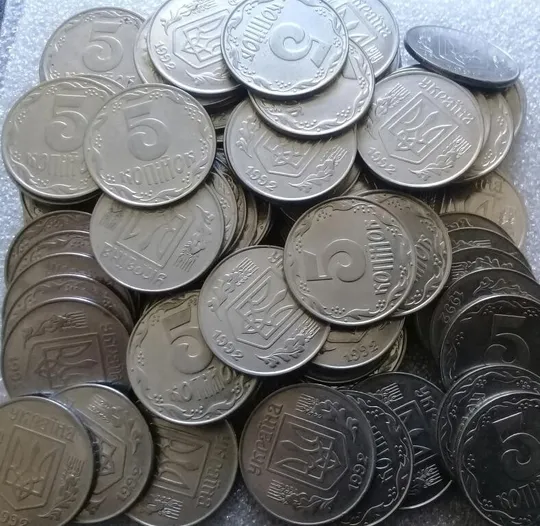 (3165) 5 копійок 1992 опт - 100 монет одним лотом (5 копеек 1992) З аукціону