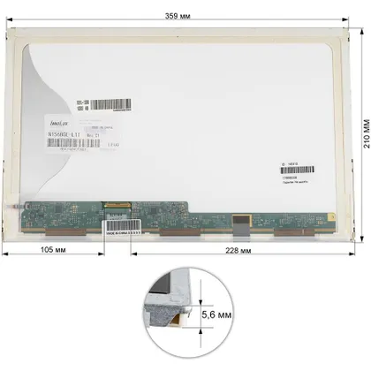 фото, Матриця 15.6 N156BGE-L11 (1366*768, 40pin, LED, NORMAL, матова, роз'єм ліворуч знизу) для ноутбука (renew)