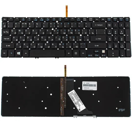 Купити Клавіатура для ноутбука ACER (AS: M3-581, M5-581, V5-531, V5-551, V5-571 series) rus, black, без фрейма, підсвічування клавіш