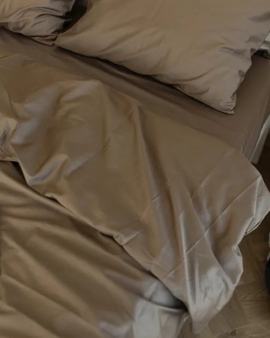 Постельное белье семейное Dushka Home Сатин Люкс 20927 160х215х2 см кофе с молоком Продаж