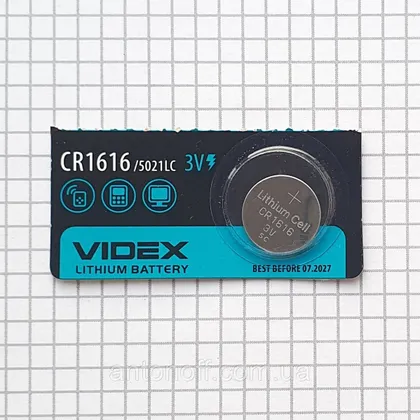 фото, Батарейка літієва Videx CR1616 Lithium / 5021LC 3V