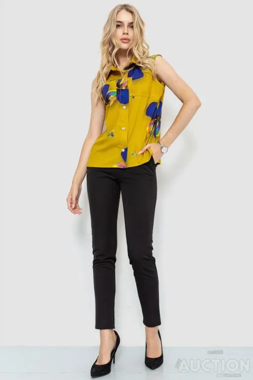 Купити Блуза без рукавов с принтом, цвет оливковый, 102R068-6