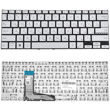 фото, Клавиатура для ноутбука ASUS (X1402, X1403 series) rus, silver, без фрейму