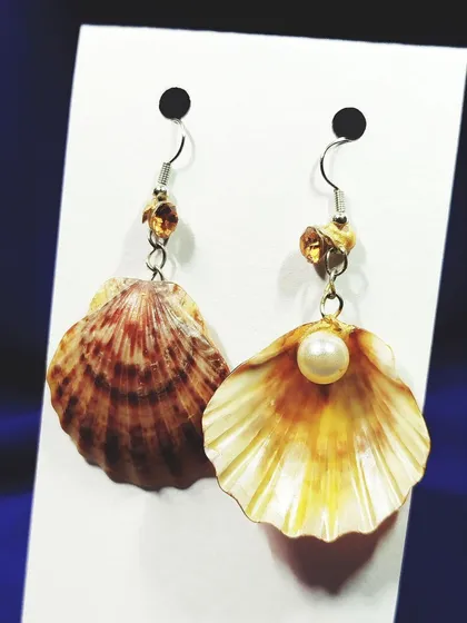 фото, Сережки “Морська перлина” з натуральних мушель