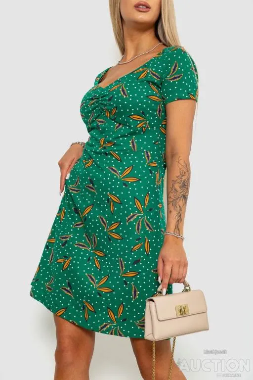 Платье с принтом повседневное, цвет зеленый, 244R283 З аукціону