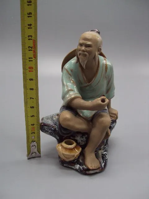 Купити Фигура керамика статуэтка Китай рыбак китаец с удочкой ловит рыбу 50-е года высота 13,3 см №13567