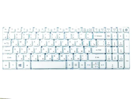 Клавиатура для ACER Aspire E5-522, E5-573, E5-573T, E5-573G, E5-573T, E5-532G (RU White без рамки) З аукціону