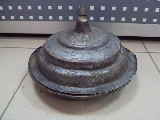 Сосуд Иудаика предмет быта культа с крышкой медь высота 15,5 см, диаметр 22,5 см №11422 Ціна