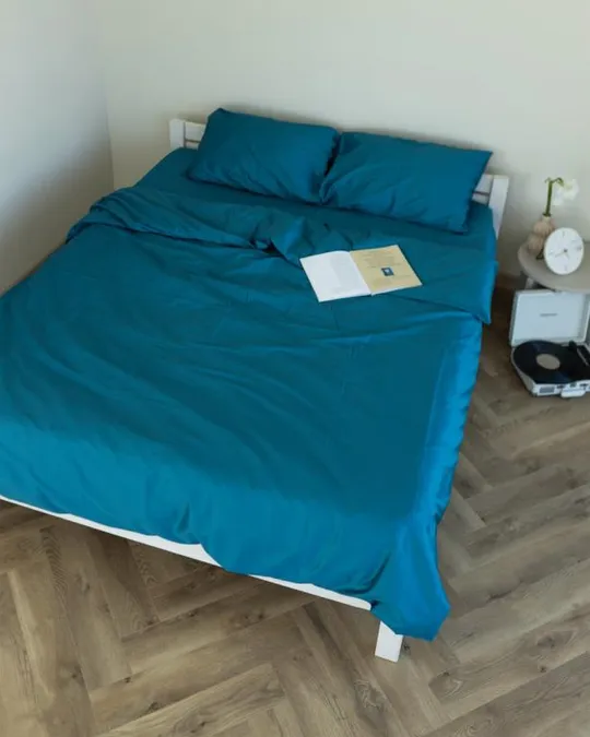 Постельное белье евро Dushka Home Сатин Люкс 20914 200х220 см индиго Ціна