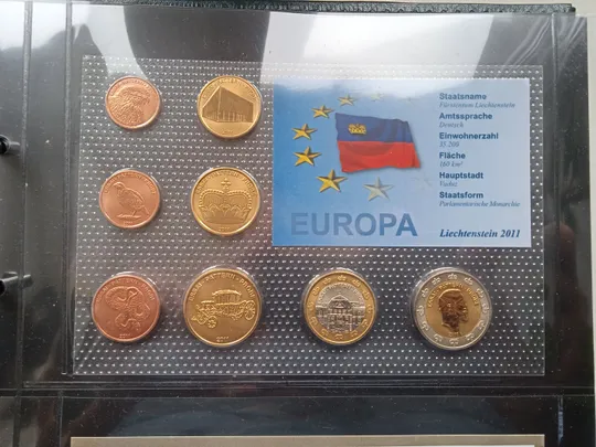 Ліхтенштейн. Річний набір монет Євромонет(Європроба) Ціна
