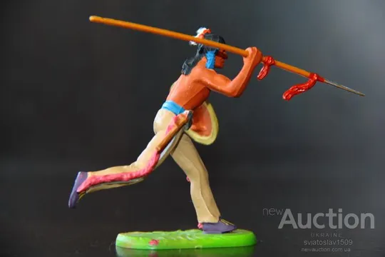 ІНДІАНЕЦЬ ЗІ СПИСОМ № 6827 индеец ELASTOLIN 70мм ФРГ Де купити