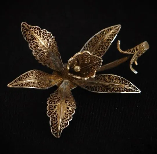 Купити Брошка Орхідея срібло філігрань 835 проба Germany