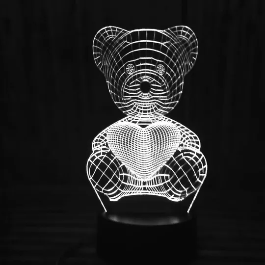 Акриловий світильник-нічник Ведемедик з серцем білий tty-n000155 Ціна