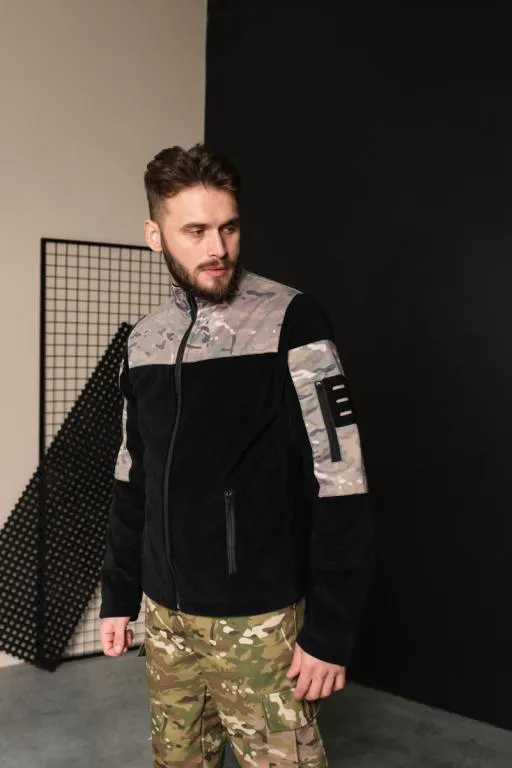 Кофта флисовая мужская военная тактическая с липучками под шевроны ВСУ (ЗСУ) Мультикам 8036 46 разм Ціна