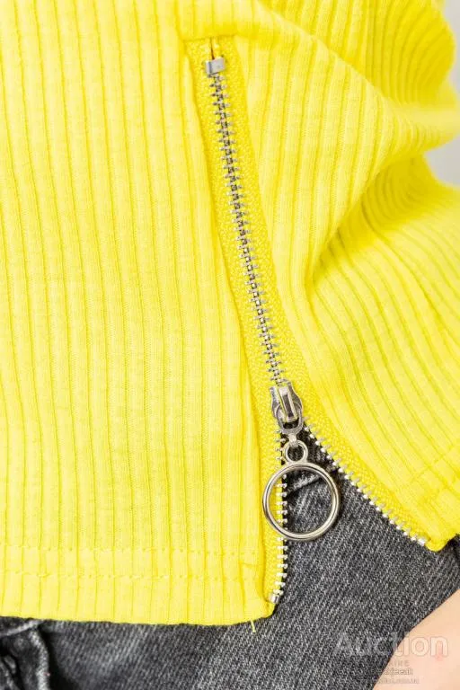 Футболка женская в рубчик, цвет желтый, 204R030 Де купити