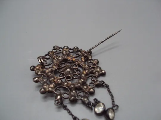 Брошка с висюльками брошь цветок цветочек серебро 875 проба ссср вес 7,4 г 6,4х3,9 см №15566 Торговий майданчик