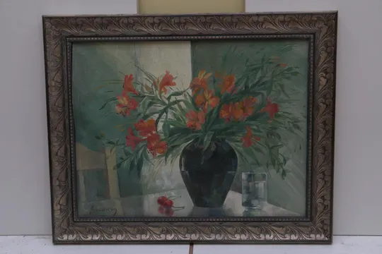 картина Натюрморт цветы. картон масло В раме 62х50 см, без рамы 51х40 см №45 Інтернет-аукціон