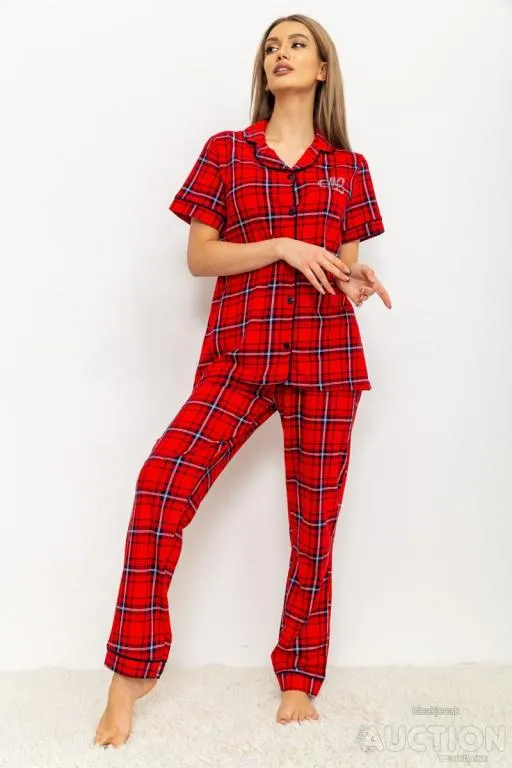 Пижама женская в клетку, цвет красный, 219RP-250 З аукціону