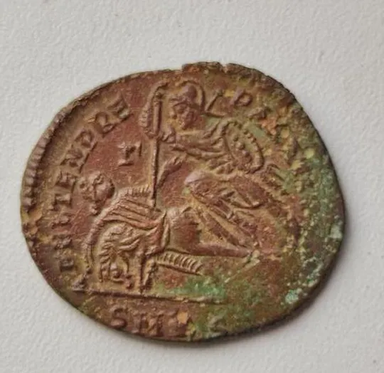 КОНСТАНC II Подлинная древняя СТАРАЯ римская монета СЦЕНА БИТВЫ ГЛАДИАТОРА bg285 Продаж