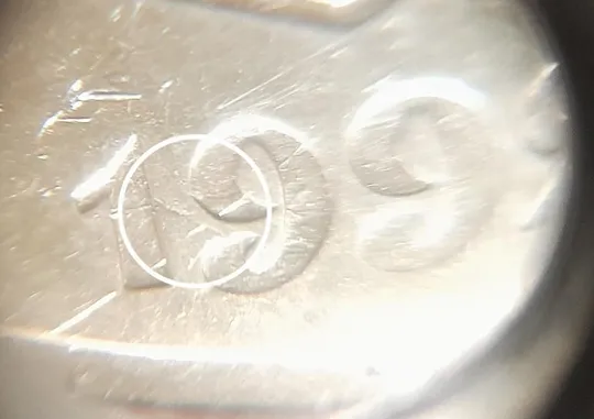 (3010) 50 копійок 1992 1БАм розкол в році випуску на аверсі (50 копеек 1992 брак царапина штемпеля) З аукціону