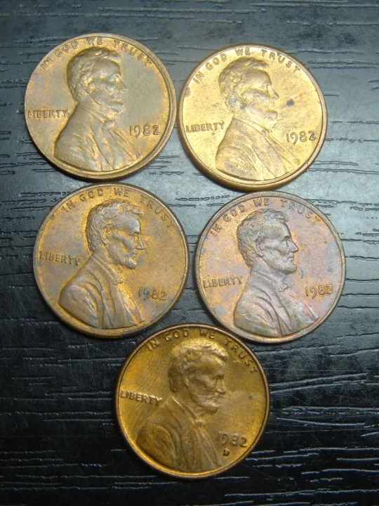 1 цент США 1982 (п'ять різновидів) цинк і латунь, великі і малі дати Ціна