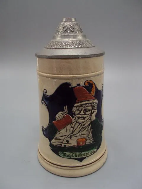 Пивной бокал с крышкой керамика Германия кружка пивная wehl hekemm's 0,5 л высота 17,5 см (№838) Ціна