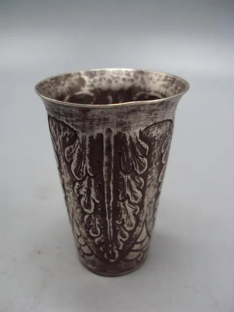 Рюмка стопка узор листья листочки серебро 84 проба вес 53,48 г размер 6,4х4,1 см №14329 Продаж