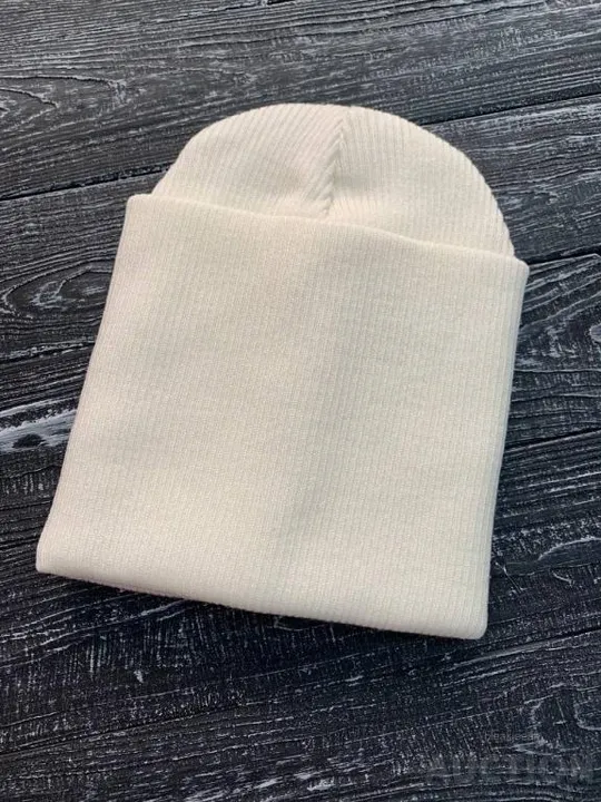 Шапка подвійна з підворотом колір бежевий Ціна