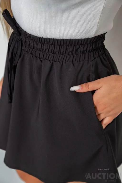 Шорты-юбка однотонные, цвет черный, 102R5256 Де купити