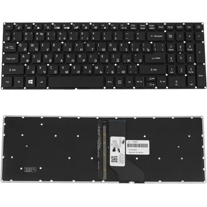 фото, Клавіатура для ноутбука ACER (AS: A315-53) rus, black, без фрейма, підсвітка клавіш (ОРИГИНАЛ)