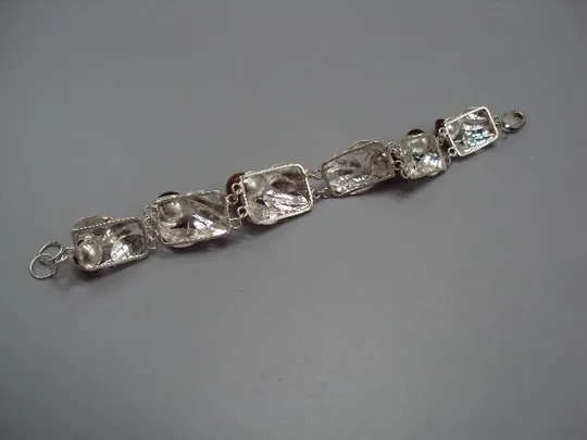 Женский браслет листья листочки ягоды янтарь серебро 925 проба Украина вес 38,62 г 27,5 см №14368 Недорого