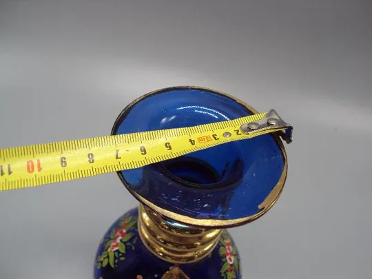 Колба для кальяна или ваза кобальт Иран король Шах Реза Пехлеви кобальтовое роспись 20,2 см №13949 З аукціону