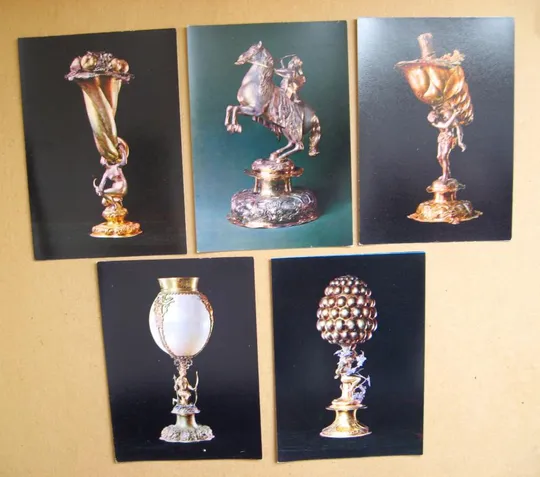 СЕРЕБРЯННЫЕ ФИГУРНЫЕ СОСУДЫ ХVI-XVII вв. - ОРУЖЕЙНАЯ ПАМАТА = КОМПЛЕКТ ОТКРЫТОК 1978 г. = 22 шт. # Продаж