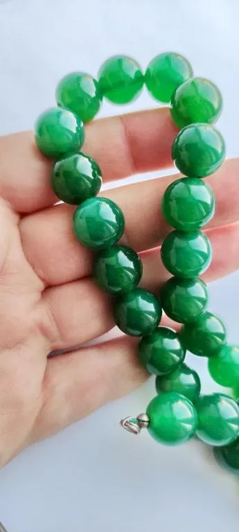 Красивое колье из зеленого нефрита или жадеита, крупные бусины из натуральных камней dn956 Продаж