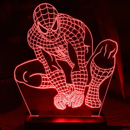 фото, Акриловий світильник-нічник Людина-Павук (Spider-Man) червоний tty-n000145