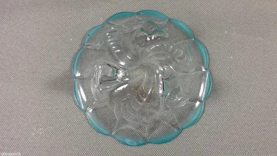 Цукерниця ваза кольорове радянське скло з бірюзовим кантом Вживане Продаж