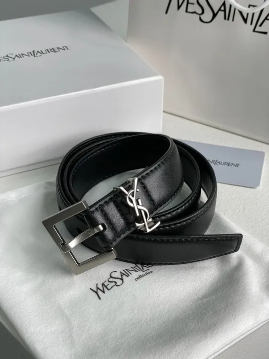 Купити Ремінець жіночий Yves Saint Laurent Cassandre Belt With Square Buckle Black/Silver ( 66120)