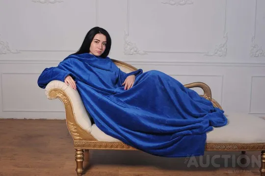 Купити Рукоплед Плед з рукавами і кишенями з мікрофібри 200х150. синій