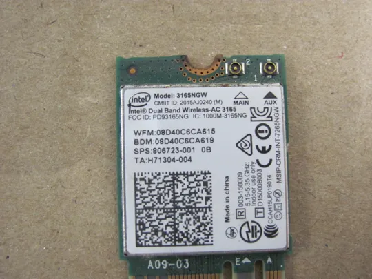 585-18 WI-FI модуль  3165NGW H71304-004  для  MSI GL62 GL72  оригінал З аукціону
