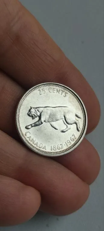 Монета Серебро 1967г Канадская Рысь, королева Елизавета 2-я fr639 Ціна