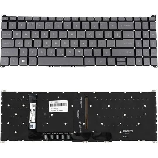 Клавіатура для ноутбука ACER (AS: A315-59) rus, dark gray, без кадру, подсветка клавиш Ціна