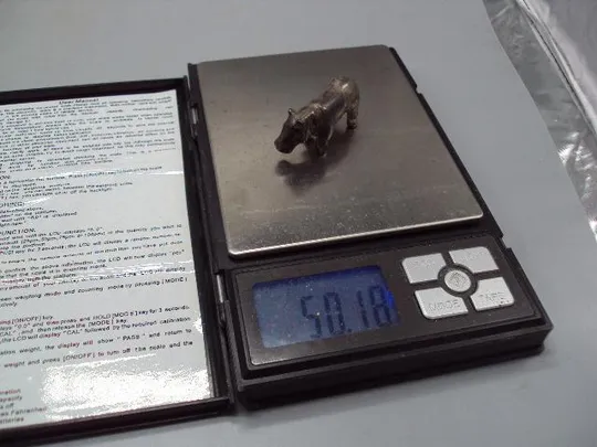 Фигура миниатюра статуэтка бегемот гиппопотам серебро 925 проба вес 50,18 г высота 2,1 см №14426 Недорого